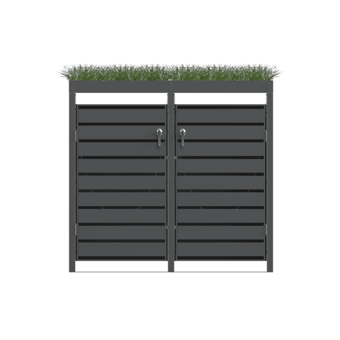 Double Bin Storage with Planter – Charcoal - Image 3