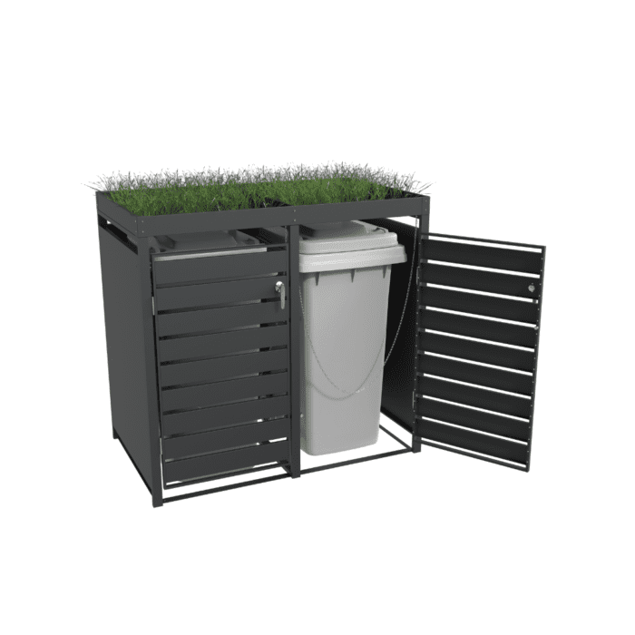 Double Bin Storage with Planter – Charcoal - Image 4