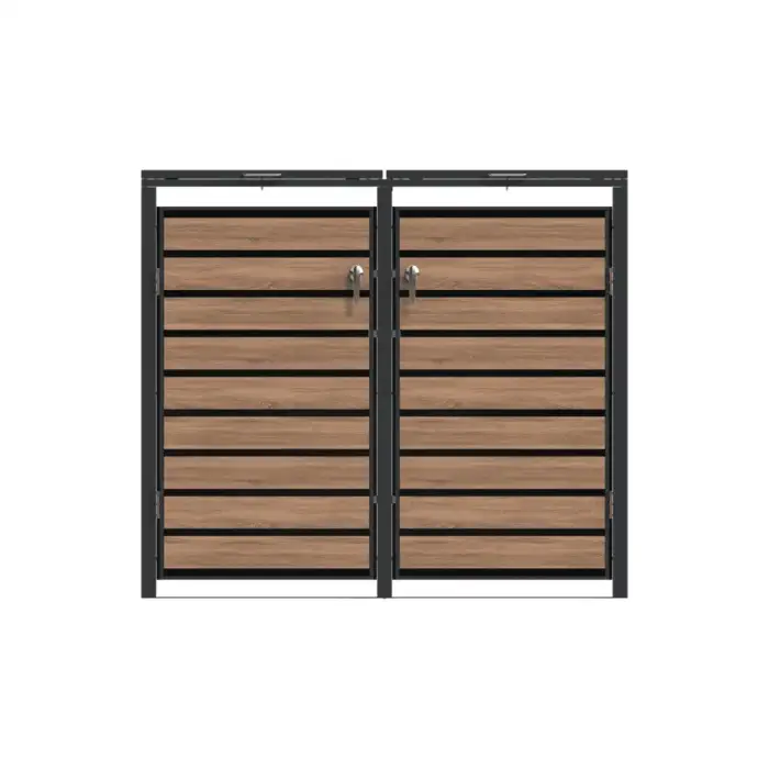 Double Bin Storage with Lid – Woodgrain & Charcoal - Image 2