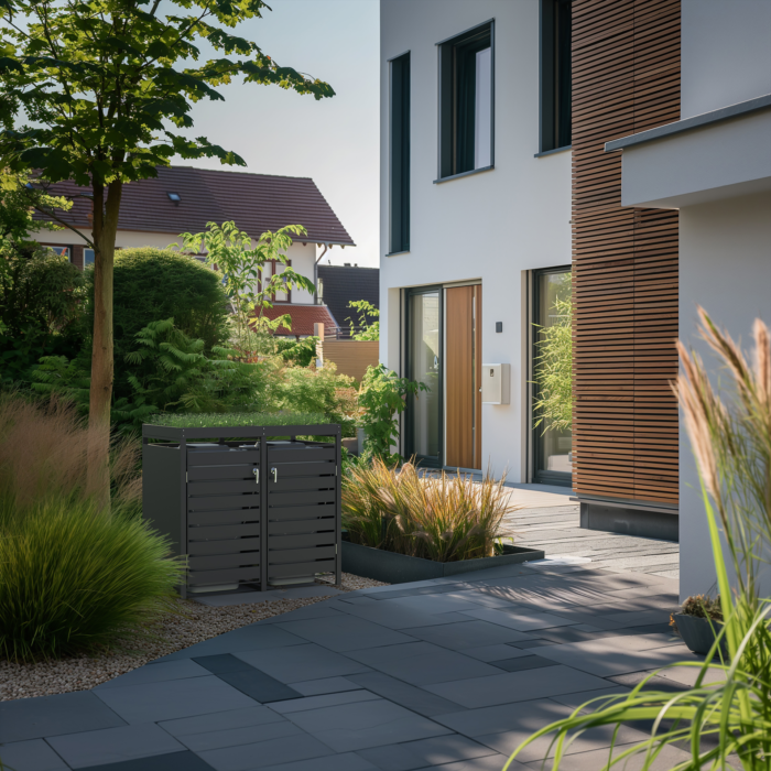 Double Bin Storage with Planter – Charcoal - Image 9