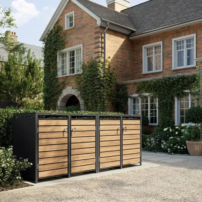 Quadruple Bin Storage with Lid – Woodgrain & Charcoal - Image 9
