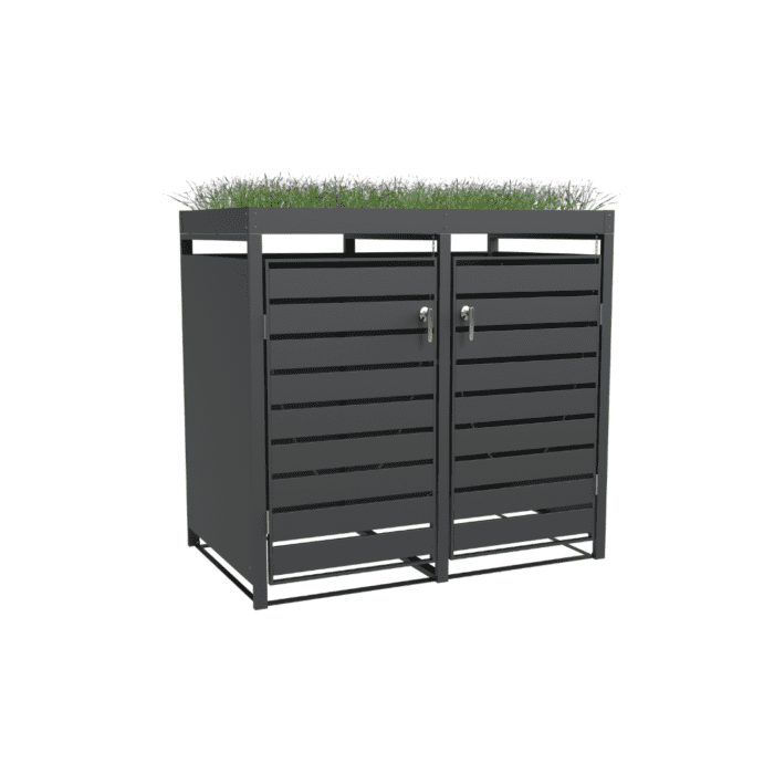 Double Bin Storage with Planter – Charcoal