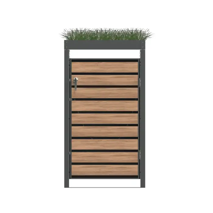 Single Bin Storage with Planter – Woodgrain & Charcoal - Image 3