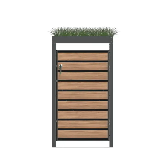 Single Bin Storage with Planter – Woodgrain & Charcoal - Image 5