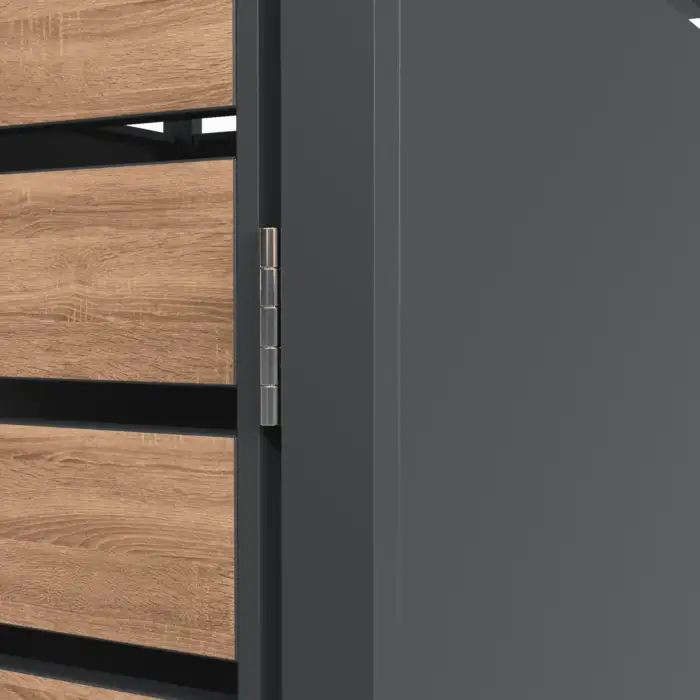 Triple Bin Storage with Lid – Woodgrain & Charcoal - Image 5