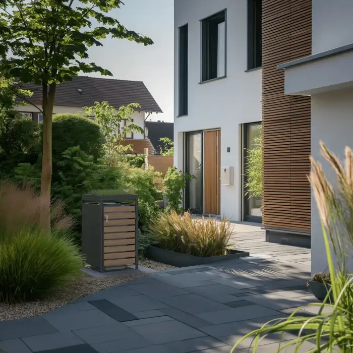 Single Bin Storage with Planter – Woodgrain & Charcoal - Image 6