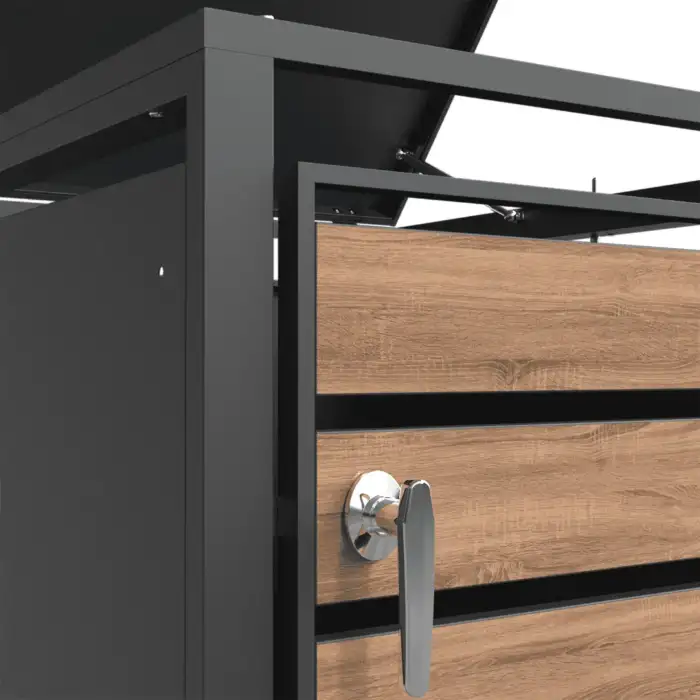 Quadruple Bin Storage with Planter – Woodgrain & Charcoal - Image 4