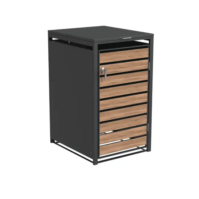 Single Bin Storage with Lid – Woodgrain & Charcoal