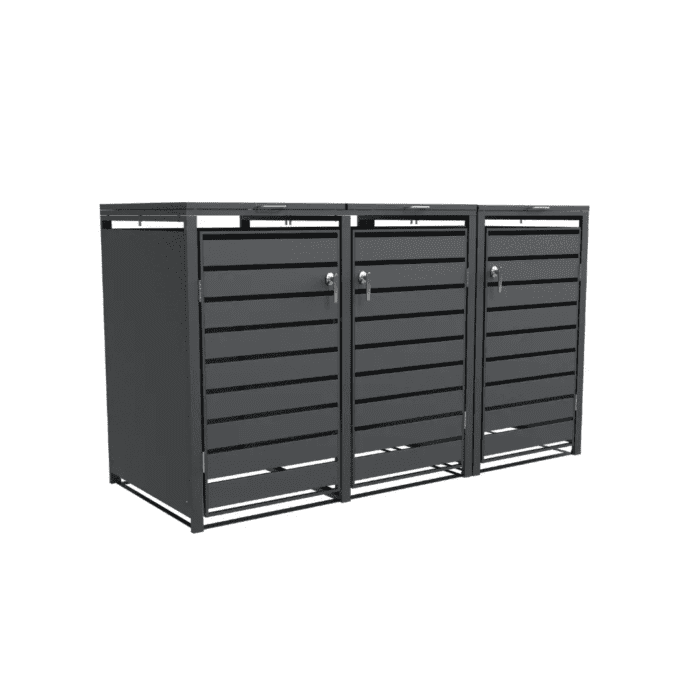 Triple Bin Storage with Lid – Charcoal